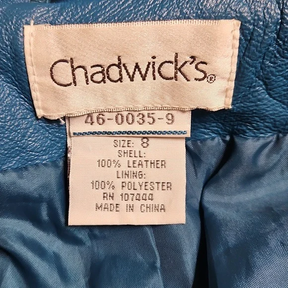 Women's Turquouse Leather Blazer Size 8 - Picture 4 of 6